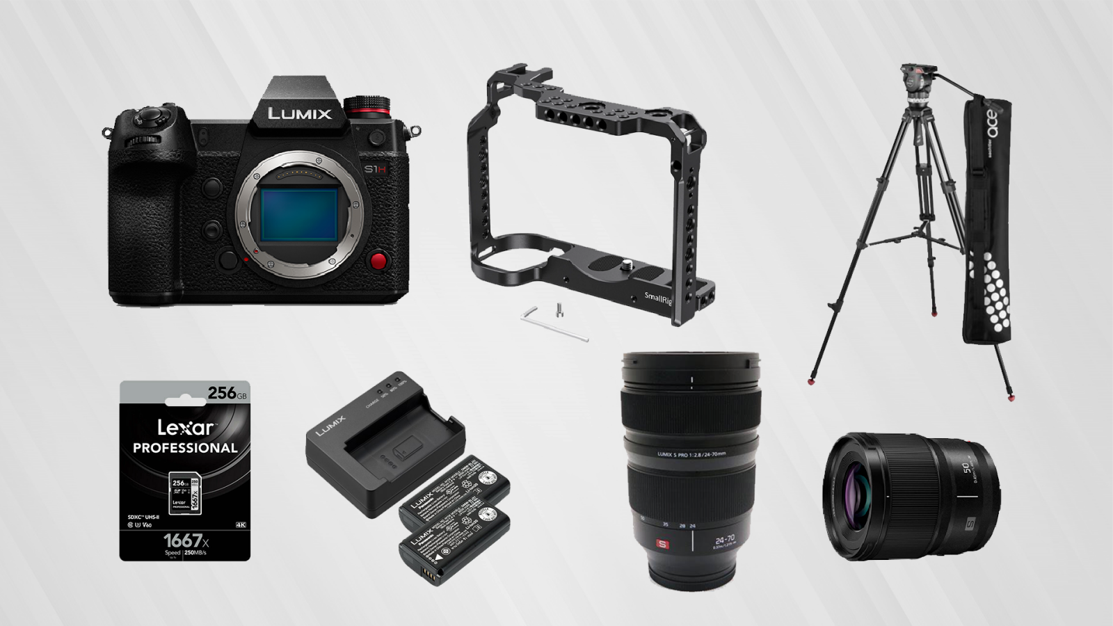 Panasonic S1H 6K - Objectifs 24-70mm (F/2.8) + 50mm (F/1.8) - Pied et cage Smallrig - Photo 1 sur 2