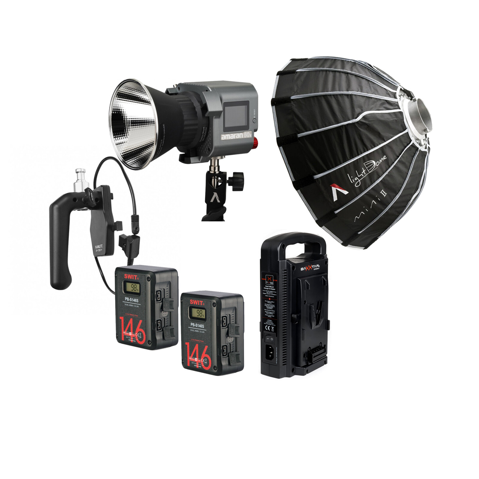 Projecteur portable COB Bicolore Amaran 60x avec poignée et softbox sur batterie - Photo 3 sur 3