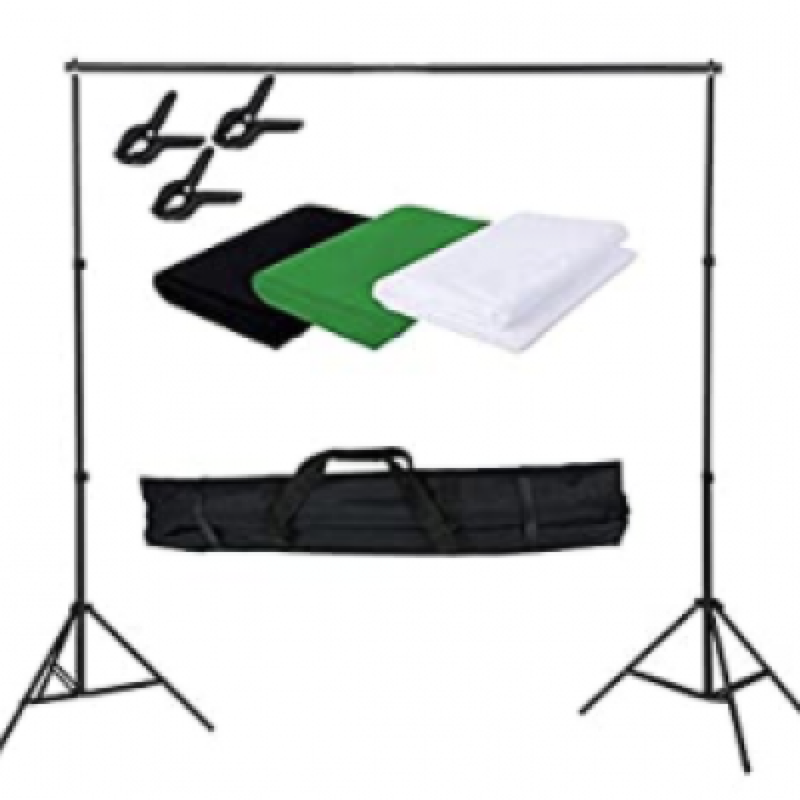 Neewer Système de Support Décors de Toile de Fond 2,6 x 3 mètres avec Kit de Fonds en Tissu DE 1,8 x 2,8 mètres (Blanc, Noir, Vert) pour Photographie Portrait Produit et Vidéo - Photo 2 sur 2