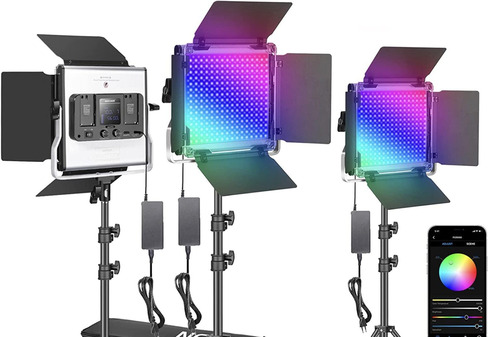 PANNEAU LED - NEEWER 660 RGB - kit x3 - Photo 1 sur 6
