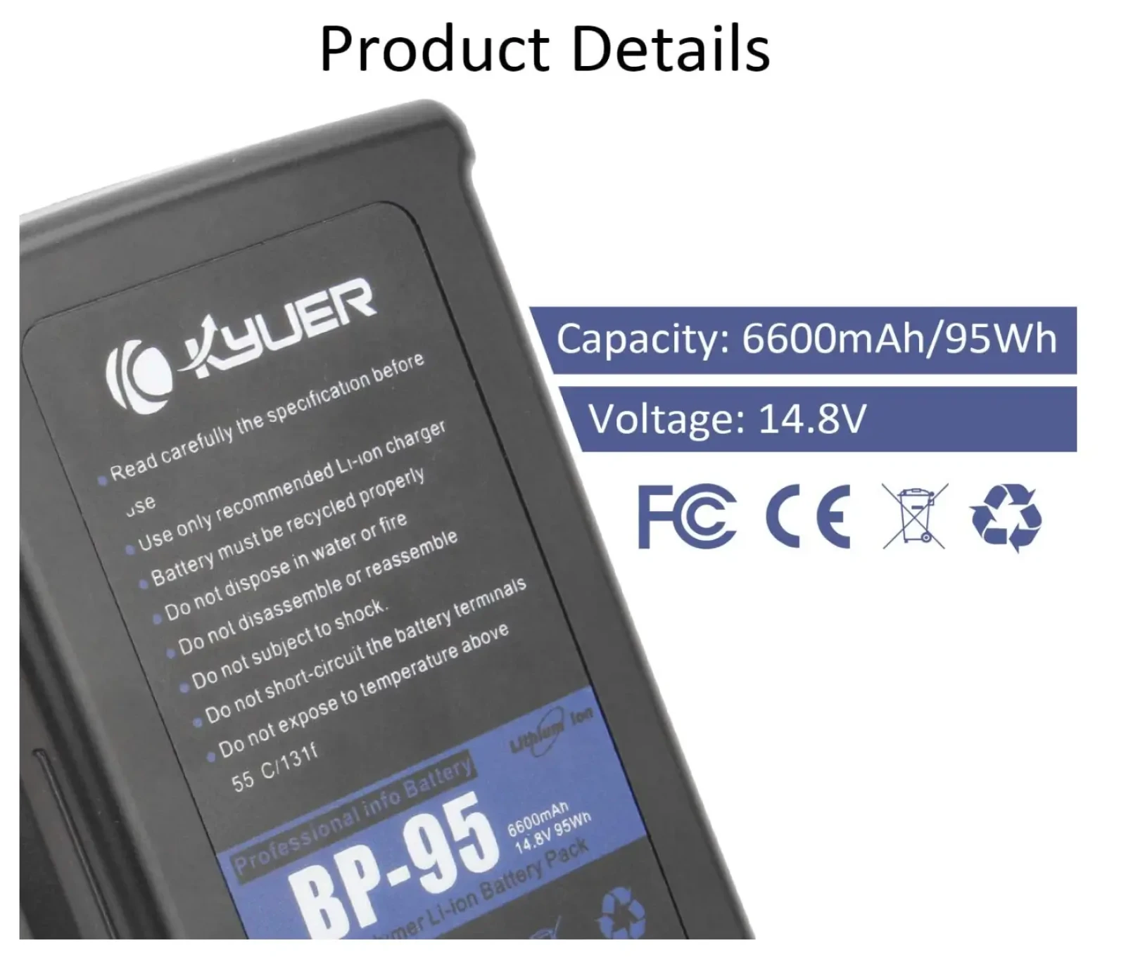 KYUER K KYUER 95Wh 6600mAh BP-95 - Photo 1 sur 3