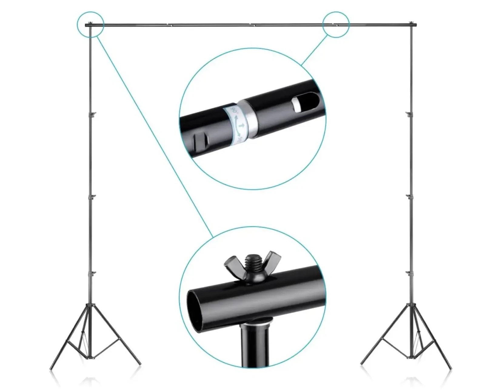 neewer Neewer Support de Fond de Décors 2,6 x 3m avec Toiles de Fond 3 x 6m (Blanc,Noir,Vert) - Photo 4 sur 5