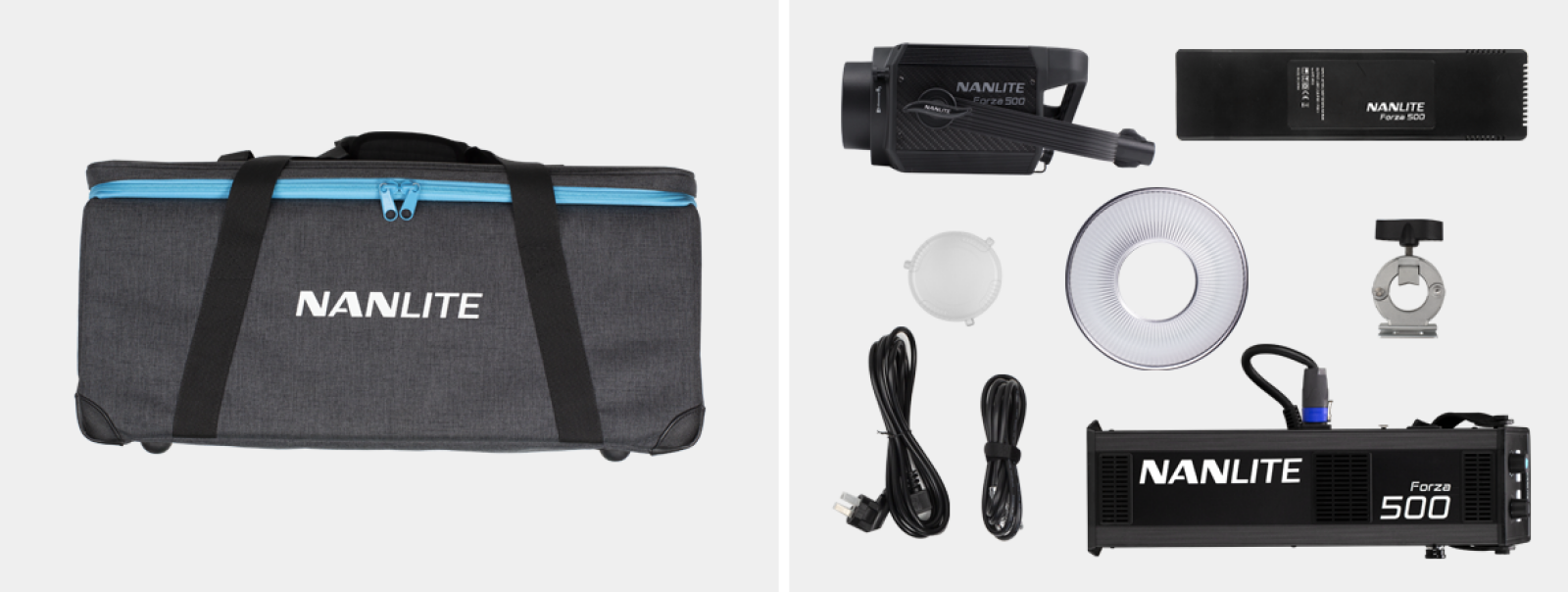 Nanlite Forza 500 Dual Kit avec Soft-box paraboliques 90cm, lentille Fresnel et pieds de 1000 - Photo 3 sur 3