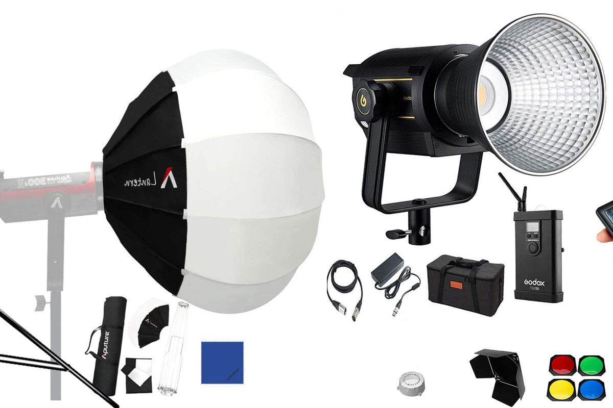 Location Godox VL 150 + Softbox Lanterne Aputure + Manfrotto 1004BAC pack lumière continue - Lightyshare