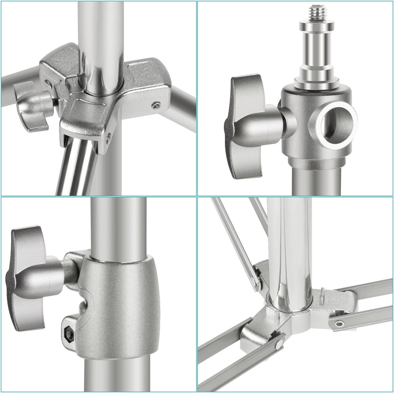Neewer Support d'éclairage en Acier Inoxydable - Couleur Argent - 2m - Photo 6 sur 6