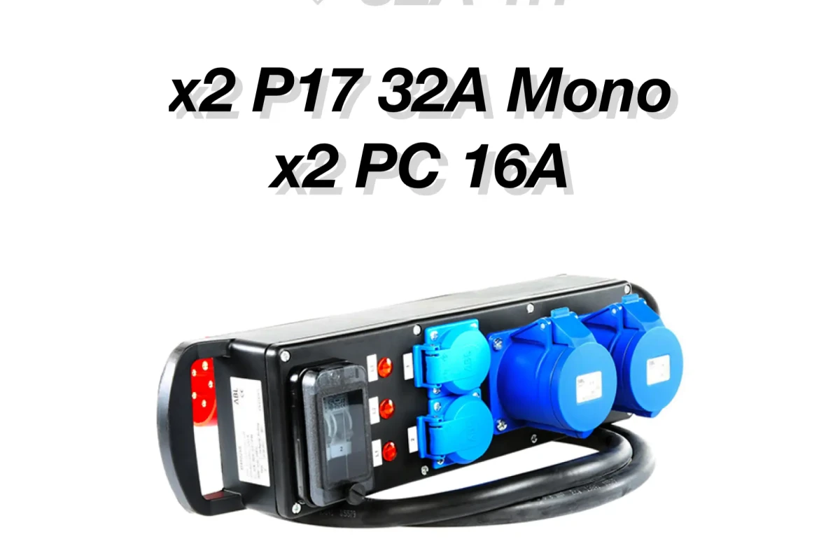 Location Coffret électrique 32A Tri vers x2 P17 32A Mono et x2 PC16 - Lightyshare