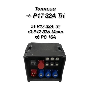 Location Tonneau P17 32A Tri vers 32A Tri + x3 32A Mono + x6 PC16