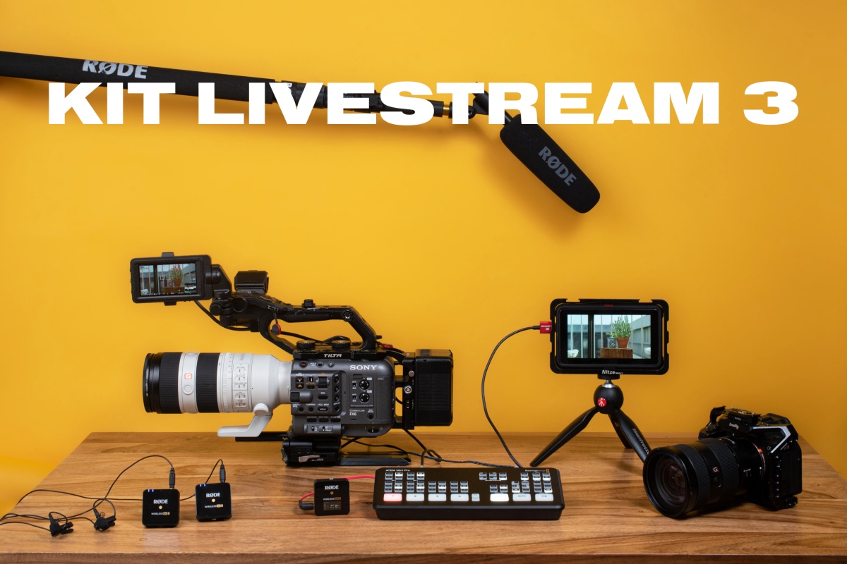 Location Kit Livestream 3 - ATEM Mini + Sony FX6 + A7SIII + Ninja V + Rode NTG3 + Wireless Go II - Lightyshare