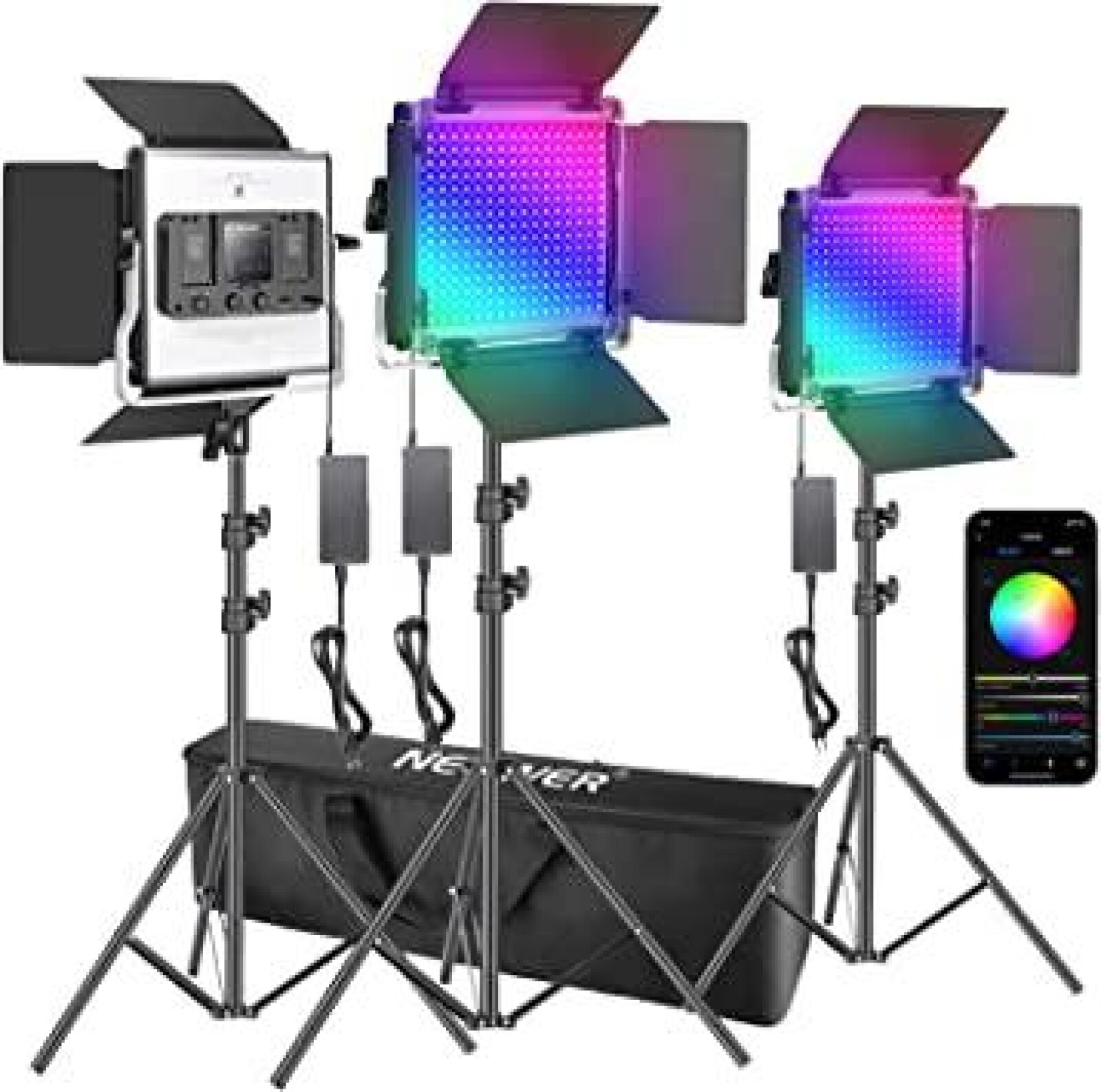Pack de 3 lumière Neewer 530 RGB LED avec Contrôle de l'app mobile [neewer] - Photo 1 sur 5