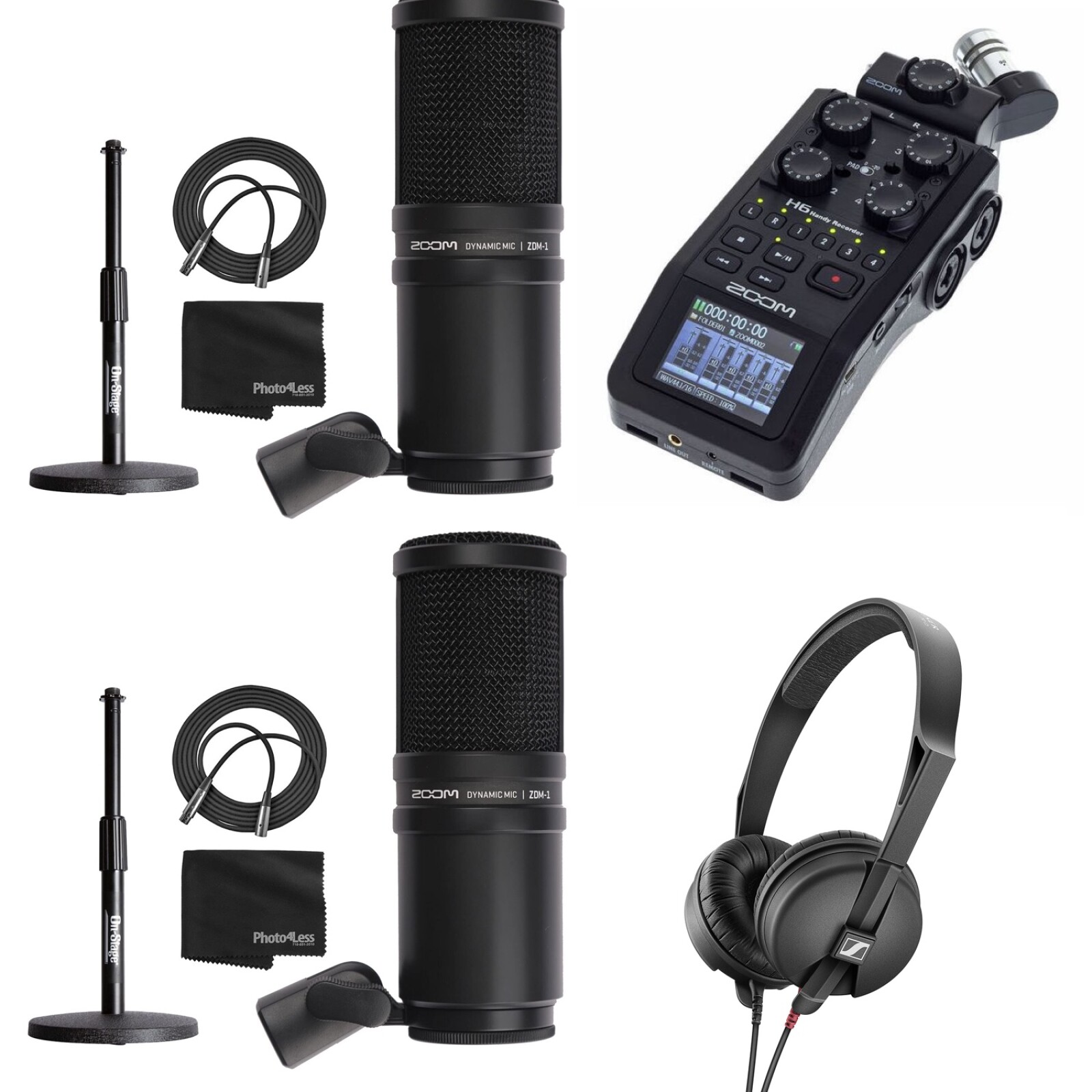 Kit podcast : 2x micros Zoom ZDM-1 + Zoom H6 + Casque HD25 light - Photo 1 sur 1