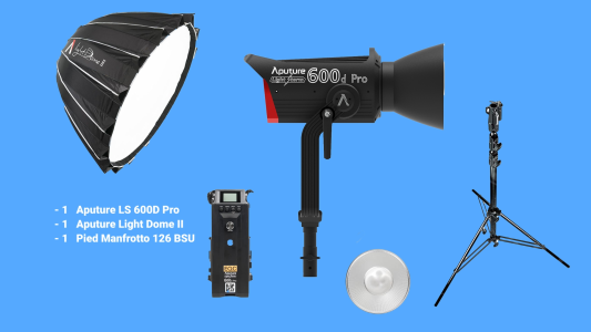 Location Aputure LS 600D Pro - Softbox Light Dome II - Pied Manfrotto 126 BSU