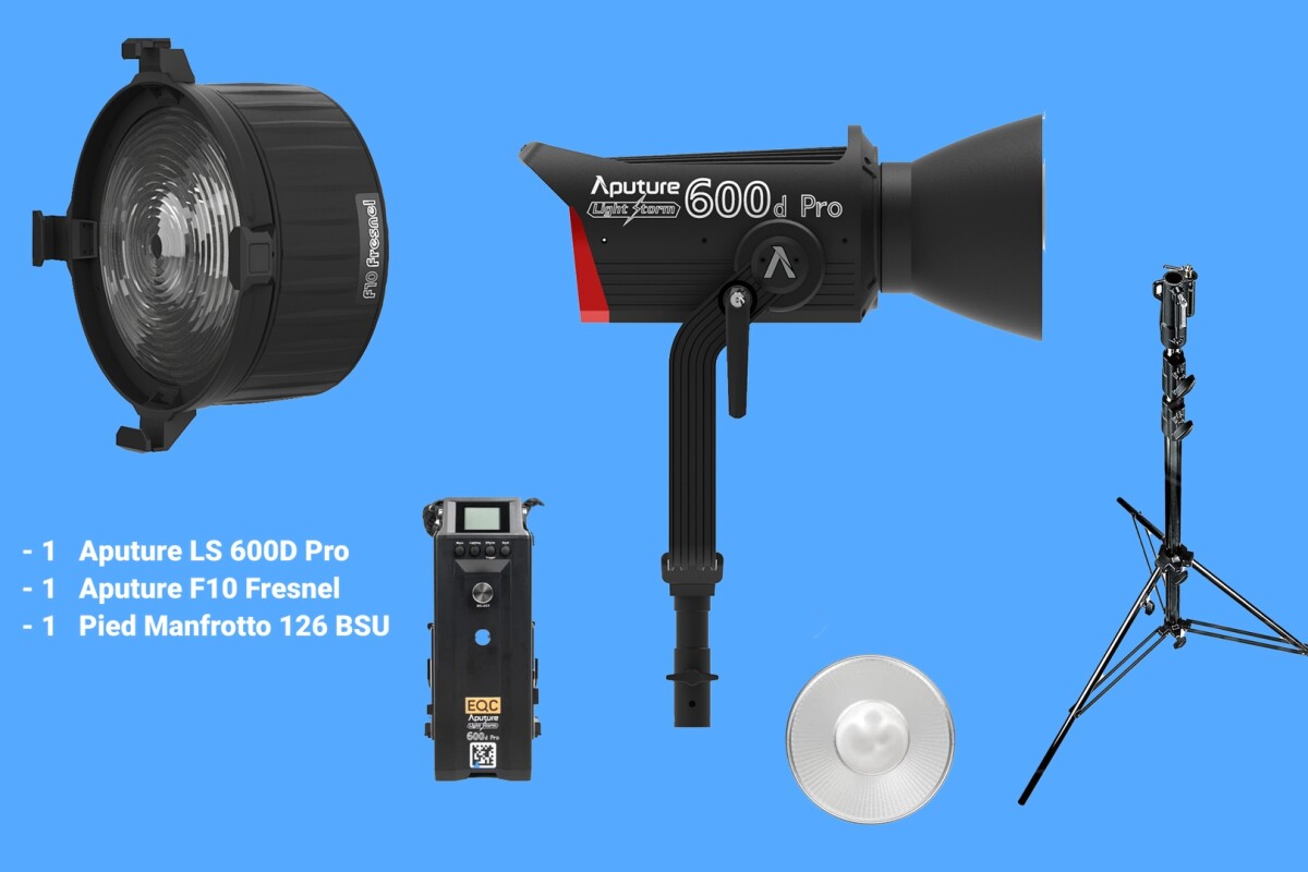 Location Aputure LS 600D Pro - Fresnel F10 et Barndoors - Pied Manfrotto 126 BSU - Lightyshare