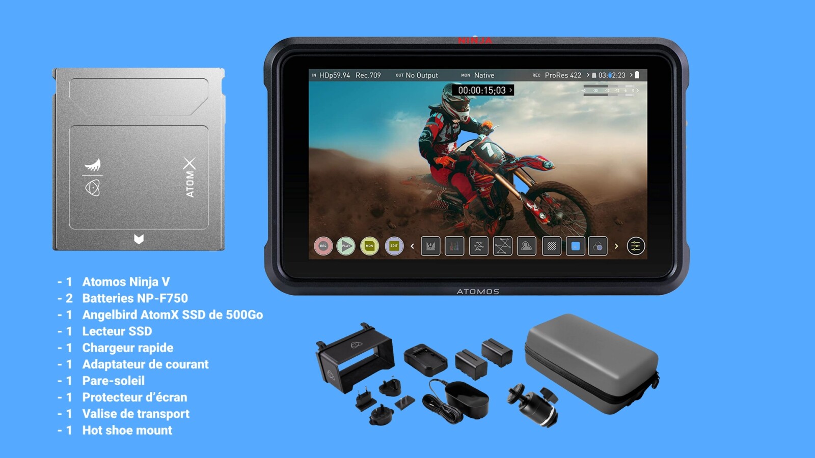 Atomos Ninja V + SSD 500 Go & Pack accessoires - Photo 1 sur 1