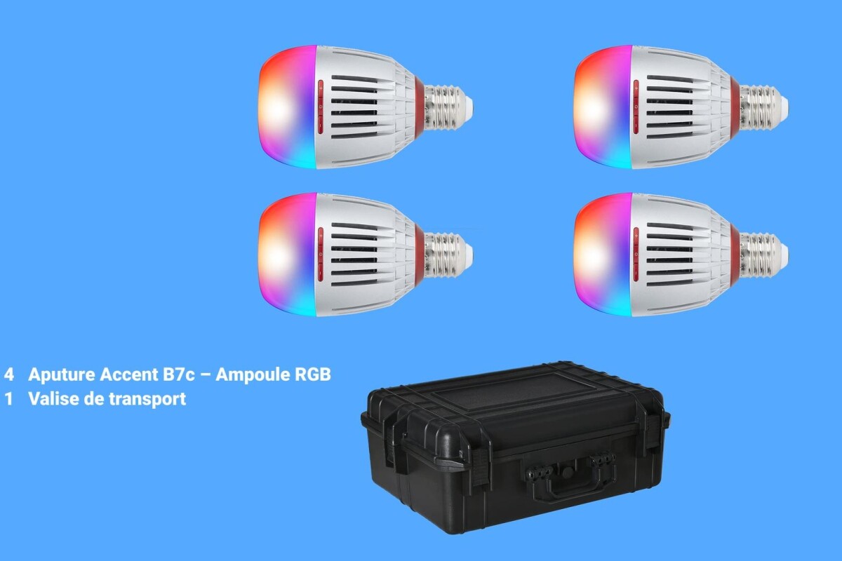Location Aputure Accent B7c – Kit 4 Ampoules RGB - Lightyshare