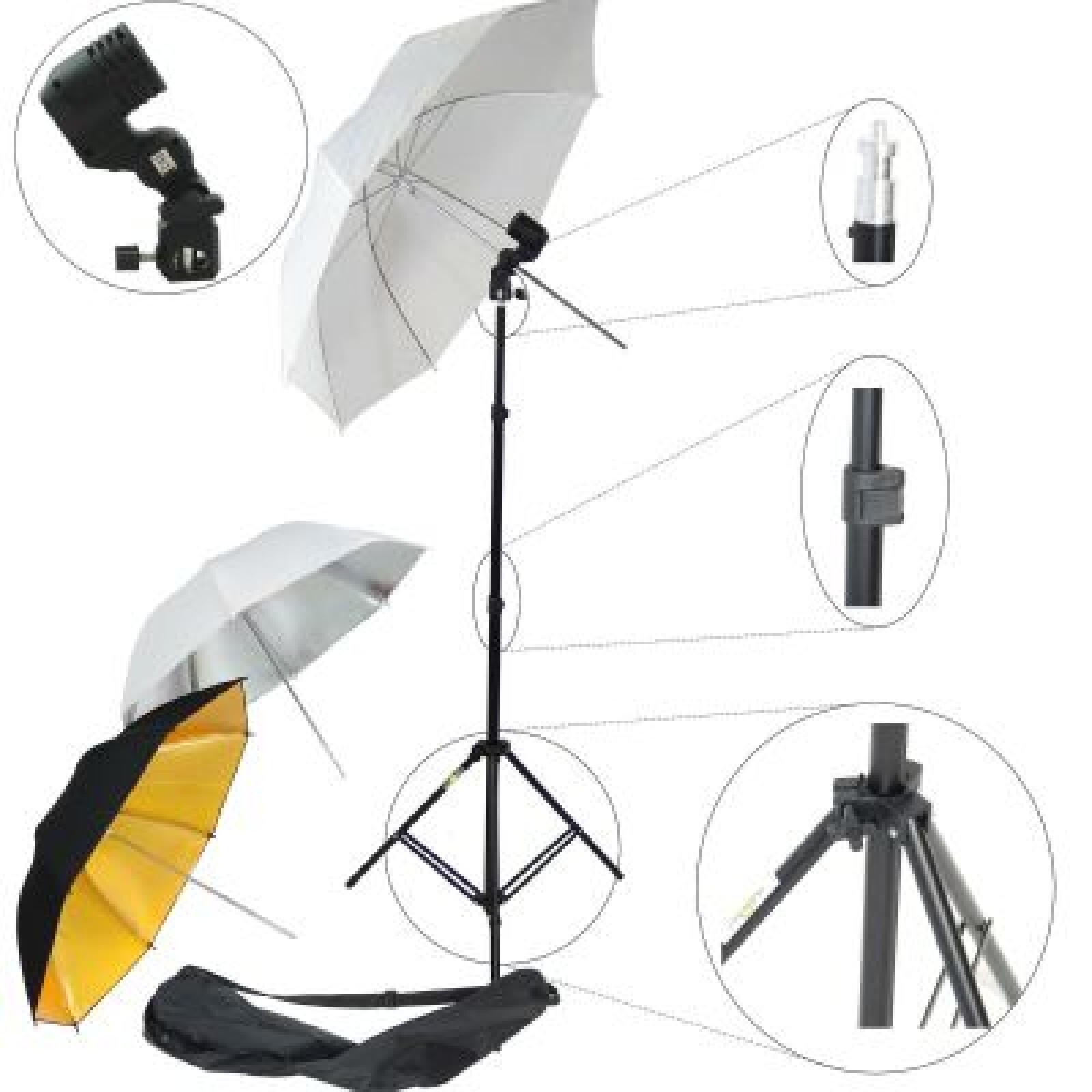 ÉCLAIRAGE STUDIO PARAPLUIE (BLANC, ARGENT ET OR) - DYNASUN - Photo 1 sur 1