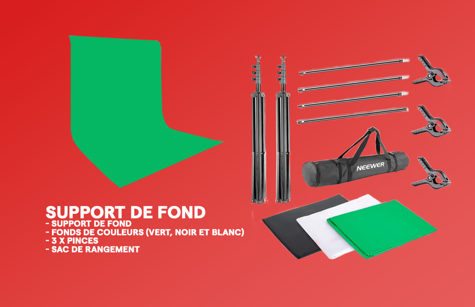 Support de fond avec fond Vert, Blanc et Noir - Photo 1 sur 1
