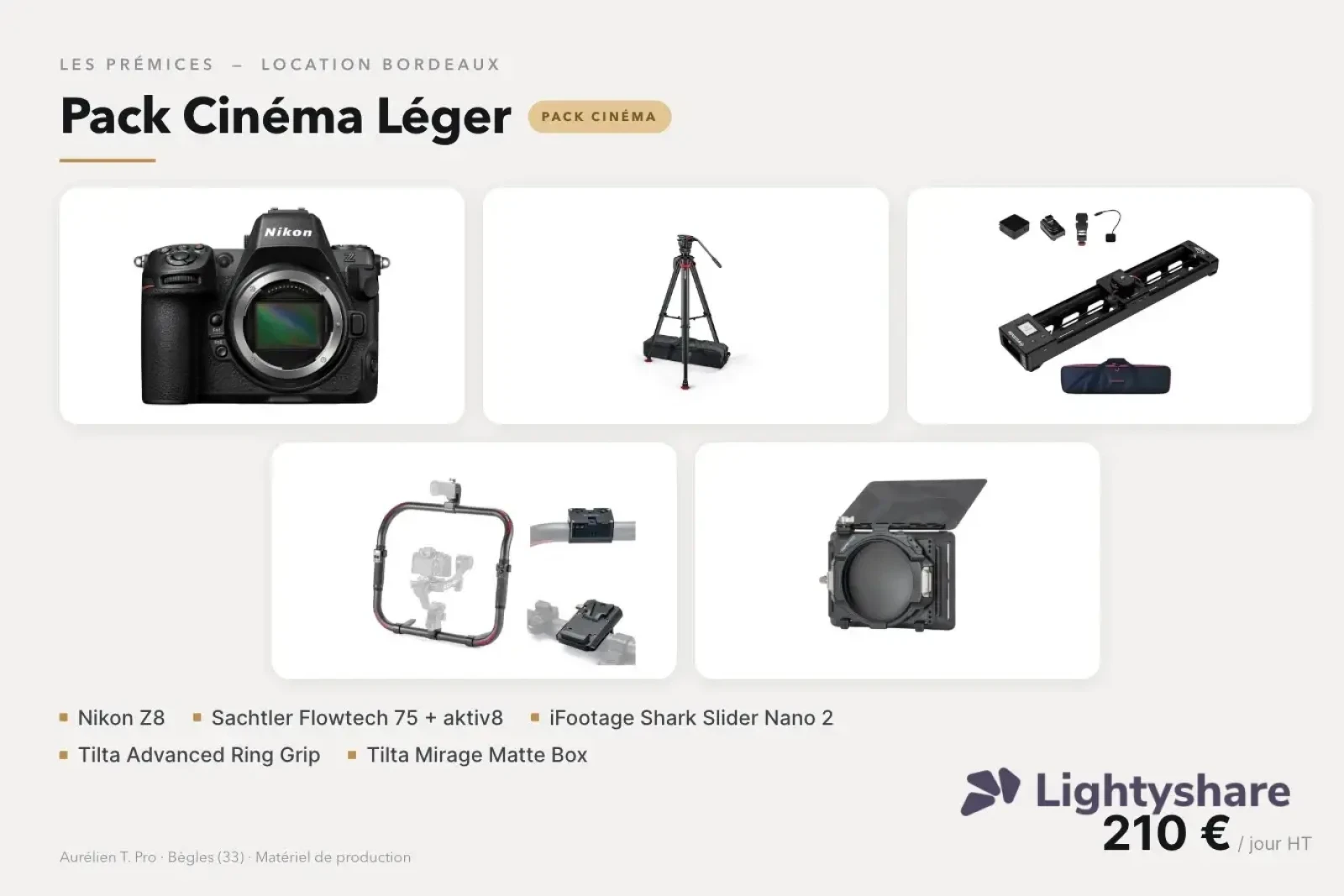 Pack Cinéma Léger — Z8 + Sachtler + Slider + Ring Grip + Matte Box - Photo 1 sur 1