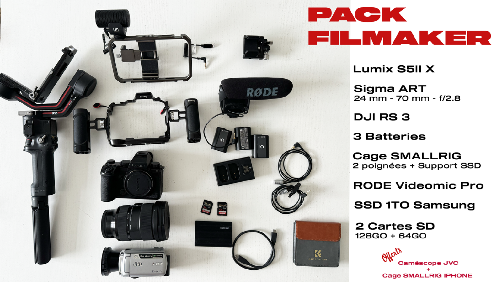 Pack FilmMaker - Lumix s5 IIX + Sigma 24-70 f2.8 +DJI Rs 3 - Photo 1 sur 5