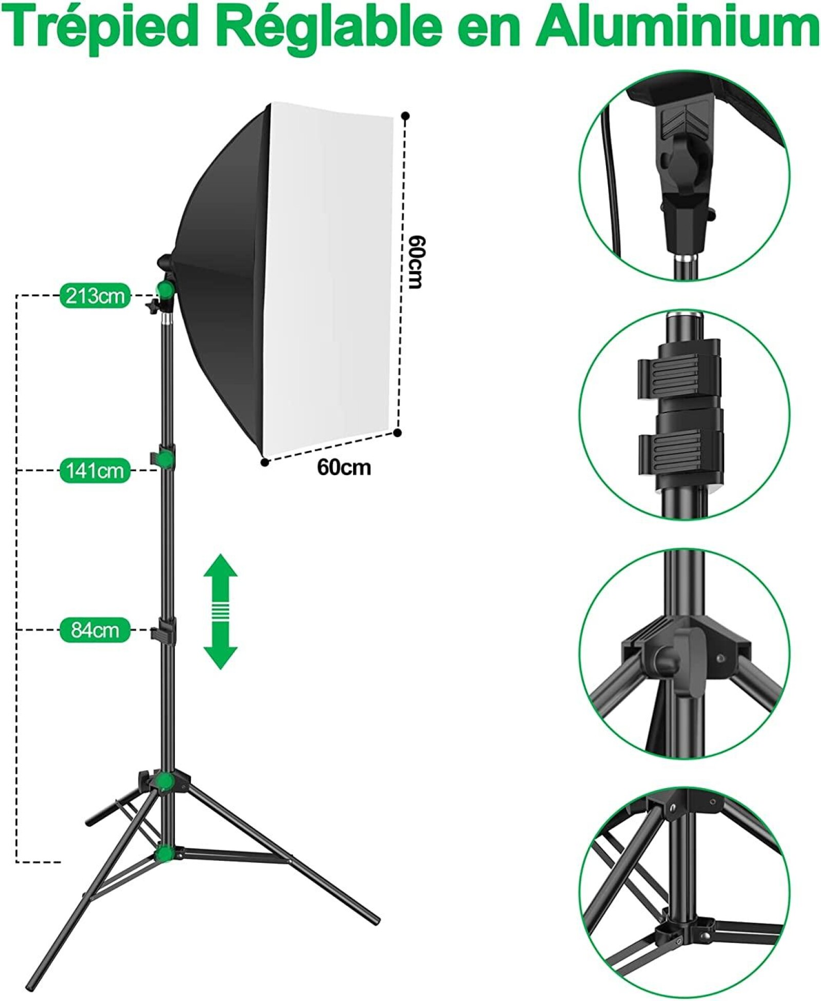 Kit Studio Fond Vert EMART - Photo 4 sur 7