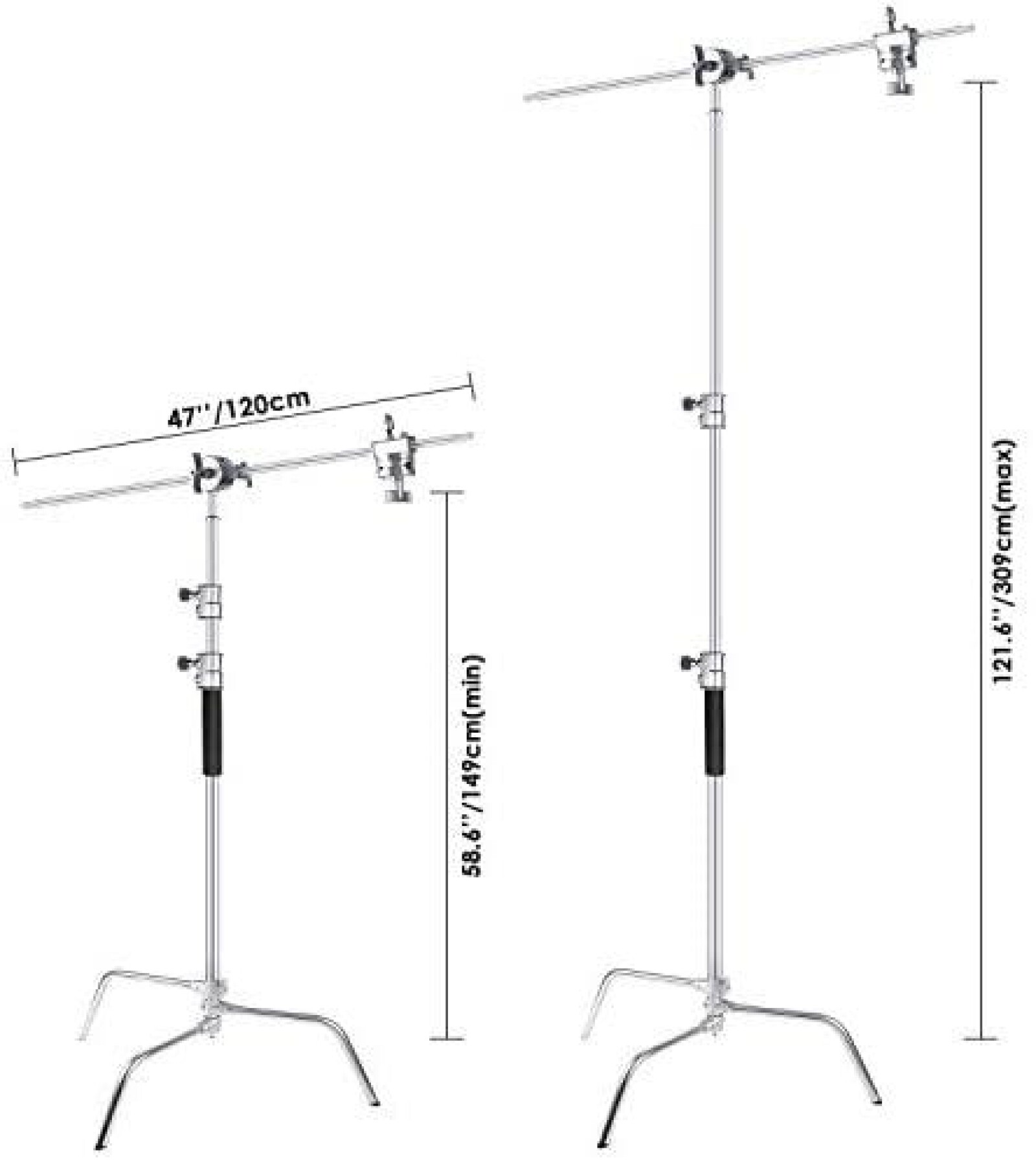 Pied girafe Métal - Max 305cm - Bras de 122cm - Photo 4 sur 5