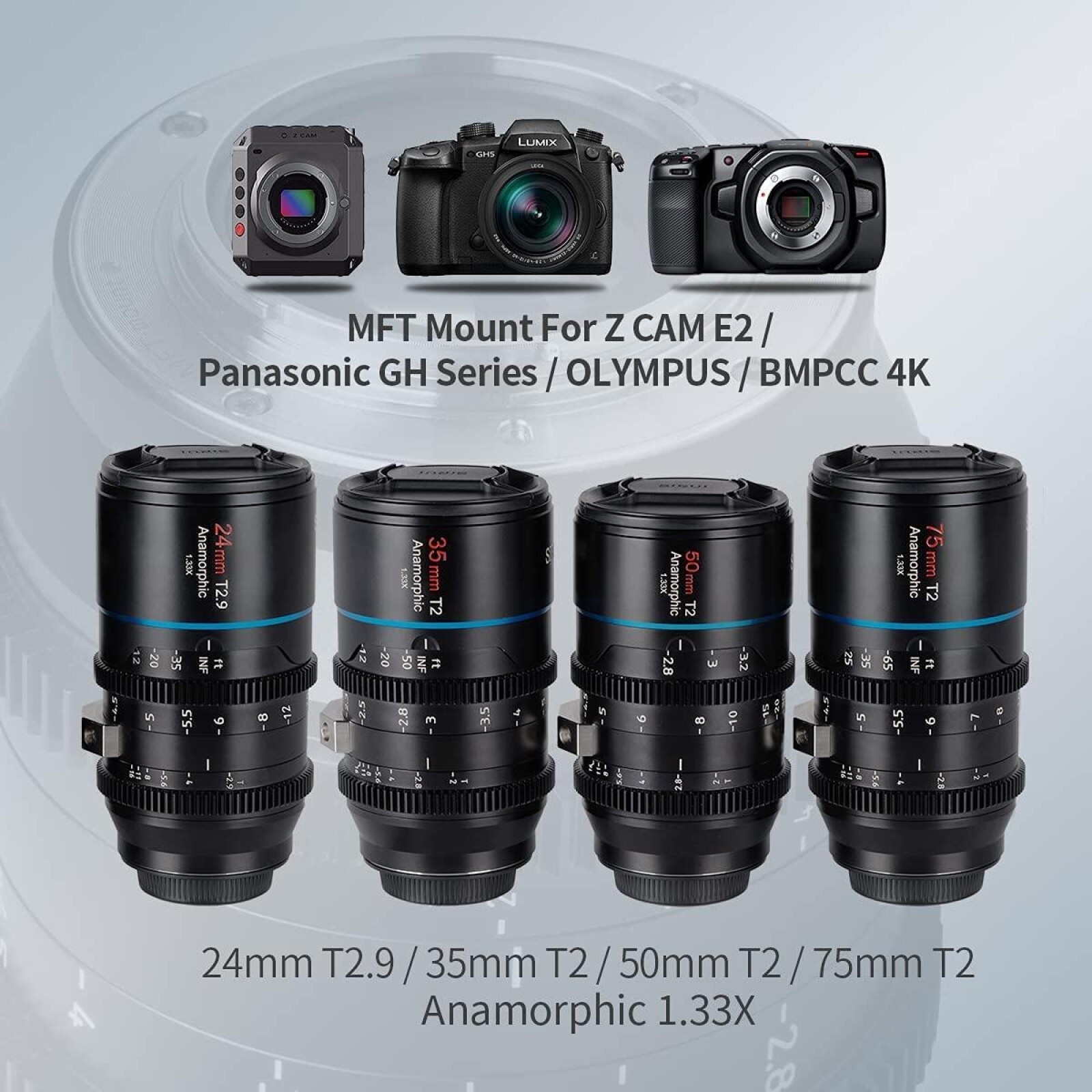 SIRUI Mars Ensemble d'objectifs anamorphiques  24 mm, 35 mm, 50 mm, 75 mm MFT - Photo 3 sur 3