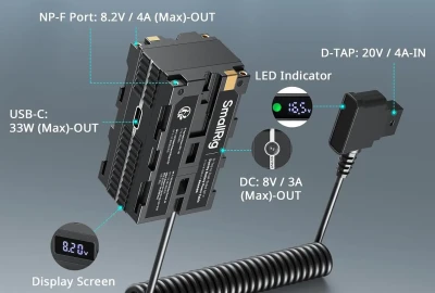Location SMALLRIG SMALLRIG Batterie Factice D-Tap vers NP-F Double Face + Port USB-C