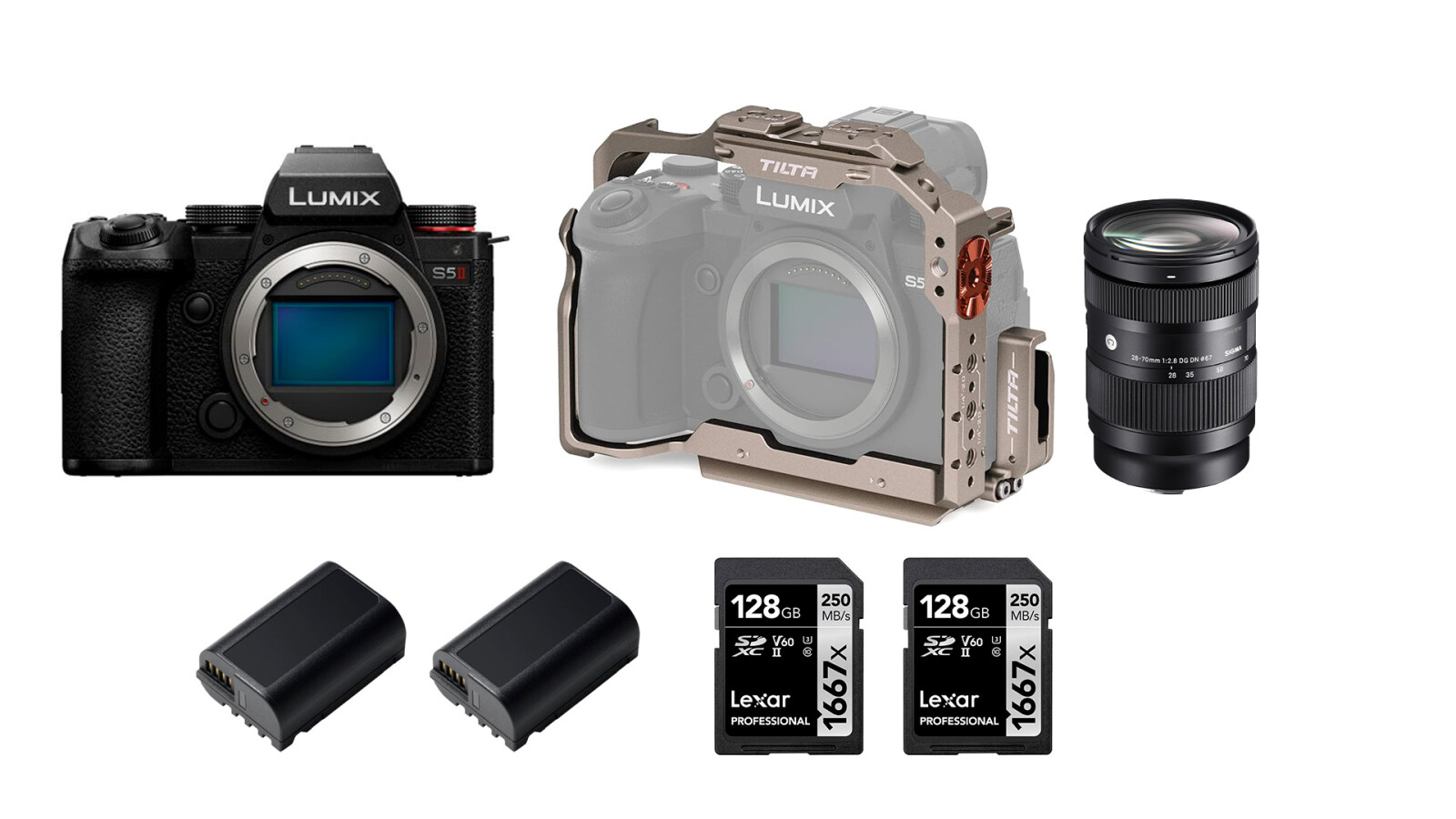 LUMIX DC-S5 II + Sigma 28-70mm + 2 Cartes SD 128go Lexar Professional 1667x + Cage Tilta + 2 batteries - Photo 1 sur 1