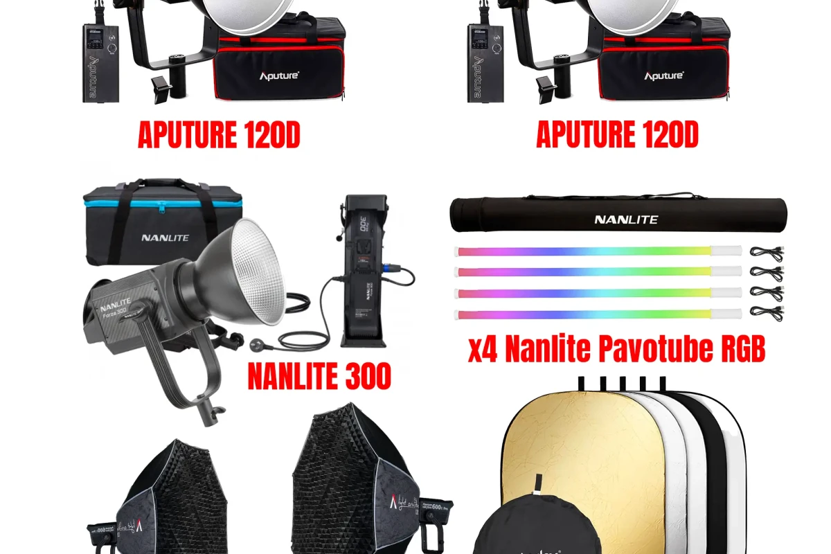 Location Pack 7 Lumières Aputure/Nanlite + 2 Softbox + Réflecteur - Lightyshare