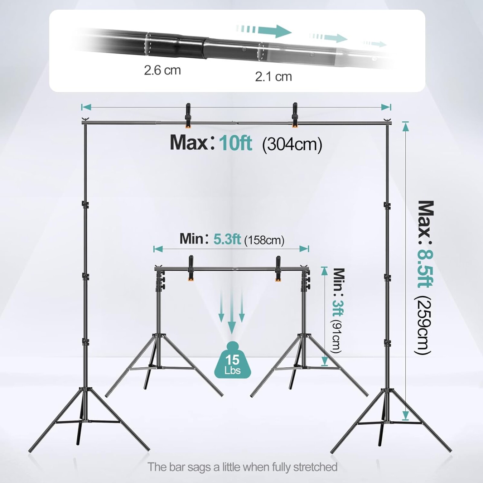 EMART Support Fond Studio 2,6mx3m - Photo 2 sur 2
