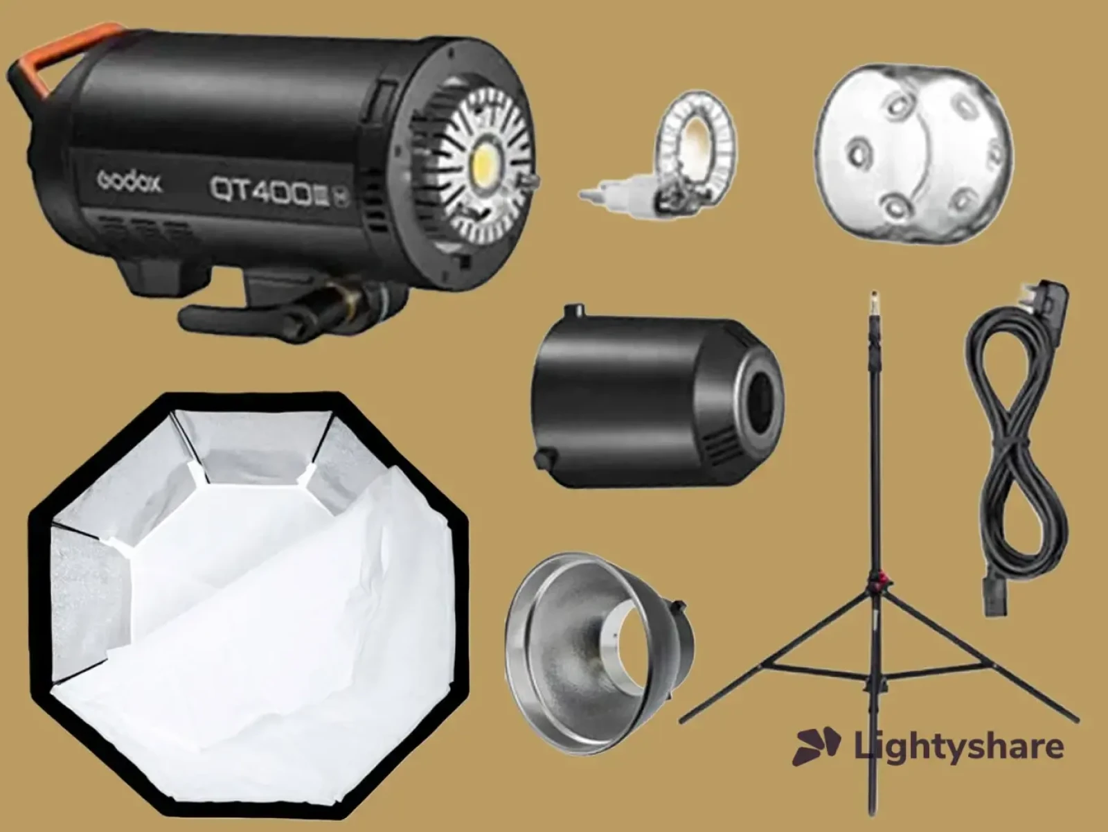 Flash GODOX QT400III + softbox octogonale + TREPIED - Photo 1 sur 1