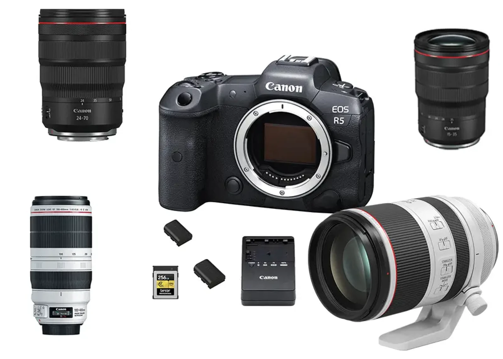 Canon R5 + Cf express 256 Go + 2 batteries + 2 objectifs - Photo 1 sur 1