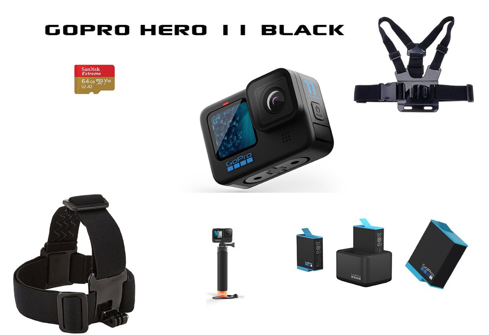 Gopro Hero 11 black 3 batteries + accessoires - Photo 1 sur 1