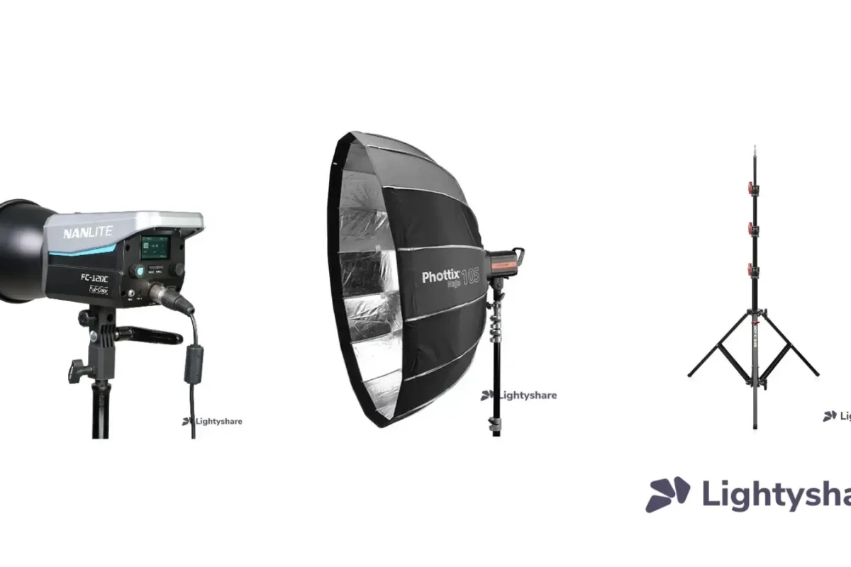 Location Pack Interview Essentiel – LED 120 W + boîte à lumière 105 cm + pied - Lightyshare