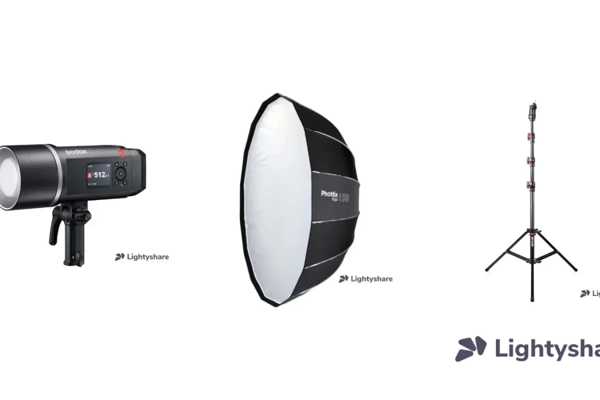 Location Pack Portrait Flash – Godox AD600 sur batterie + boîte à lumière parabolique 150 cm + pied lourd - Lightyshare