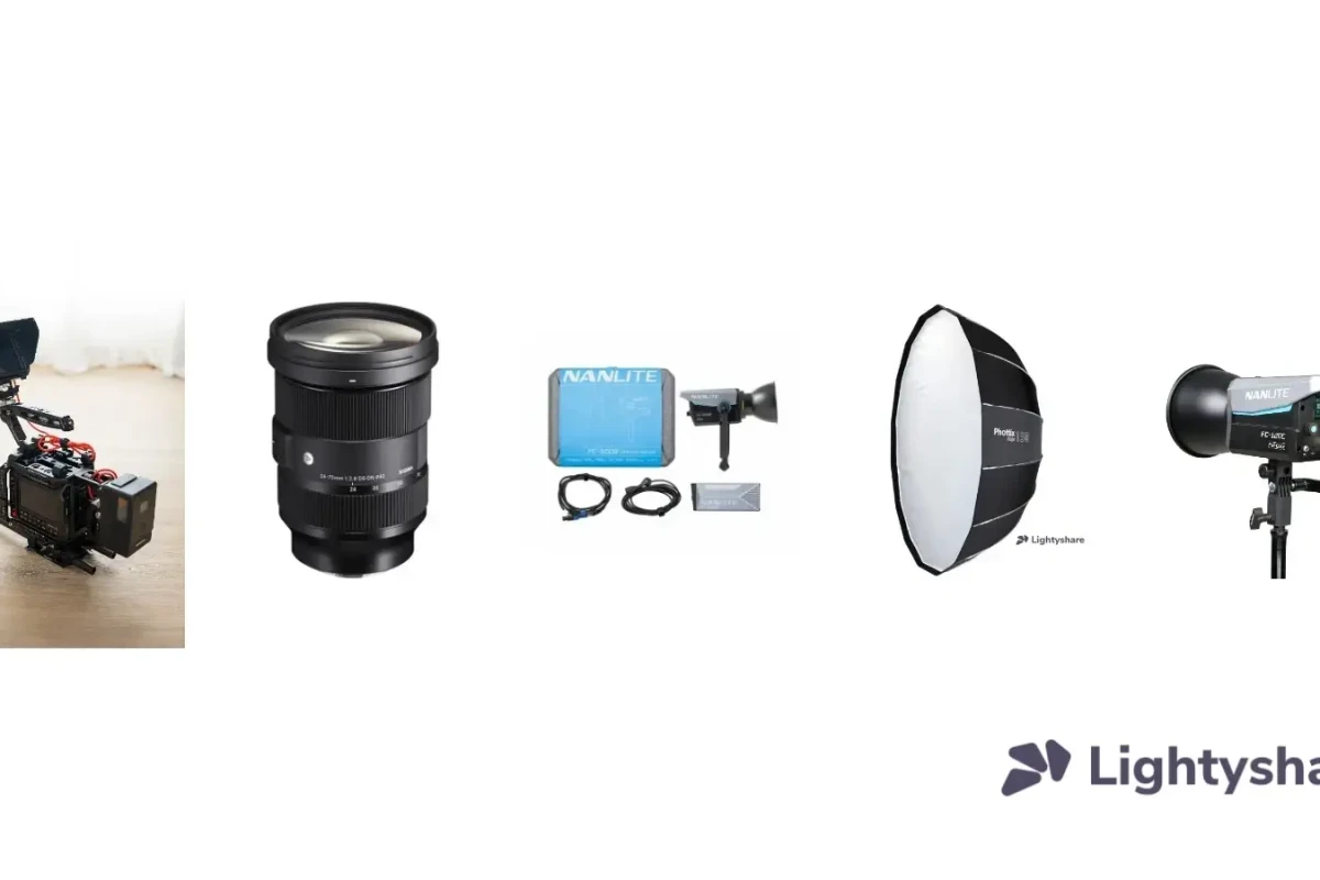 Rent Pack Tournage Complet – caméra 6K, optique, lumière 3 points, son et pieds - Lightyshare