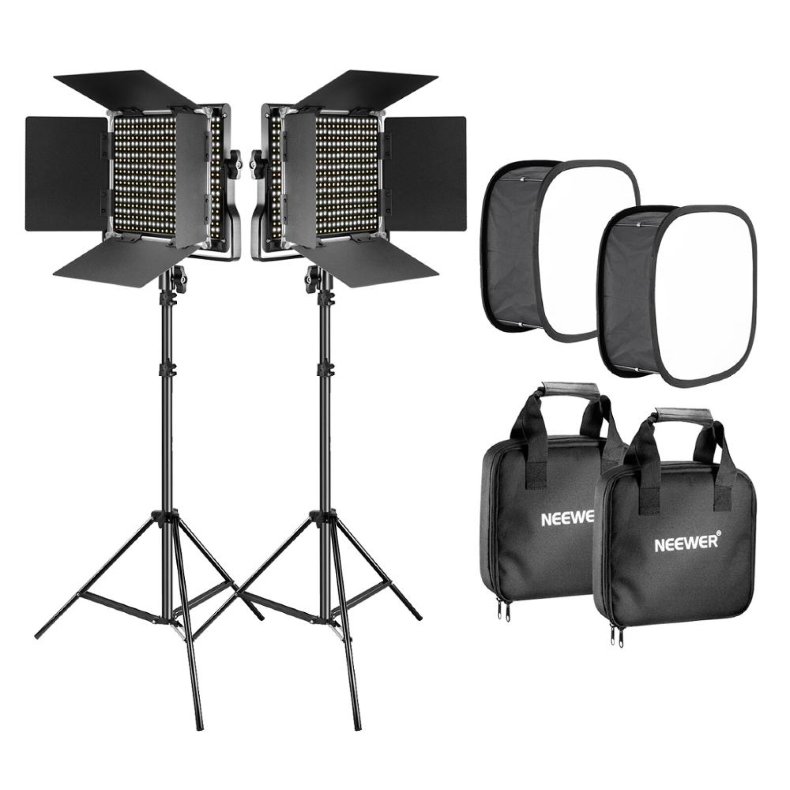 Neewer 660 pack  movies + softbox diffuseur souple +4x batteries+ Filtre couleurs  et support en U - Photo 1 sur 6
