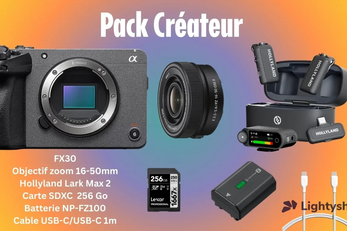 Location Sony FX30 + 2 micros sans-fil - Kit création de contenu - Lightyshare