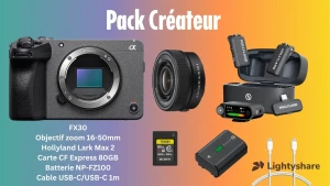 Location Sony FX30 + 2 micros sans-fil - Kit création de contenu