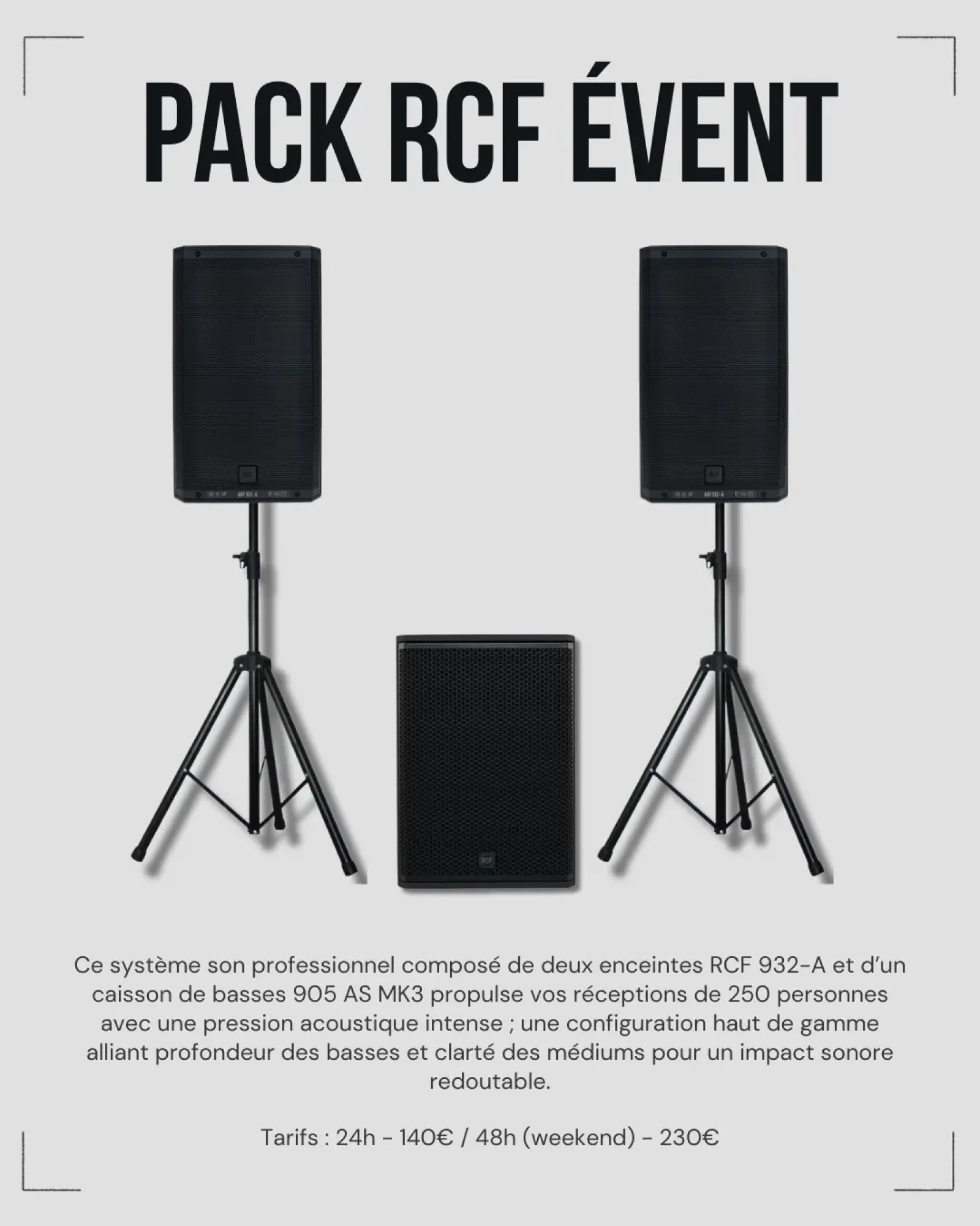 Location Pack RCF Évent (2x RCF 932 + 1 Caisson de basse) - Photo 1 sur 1