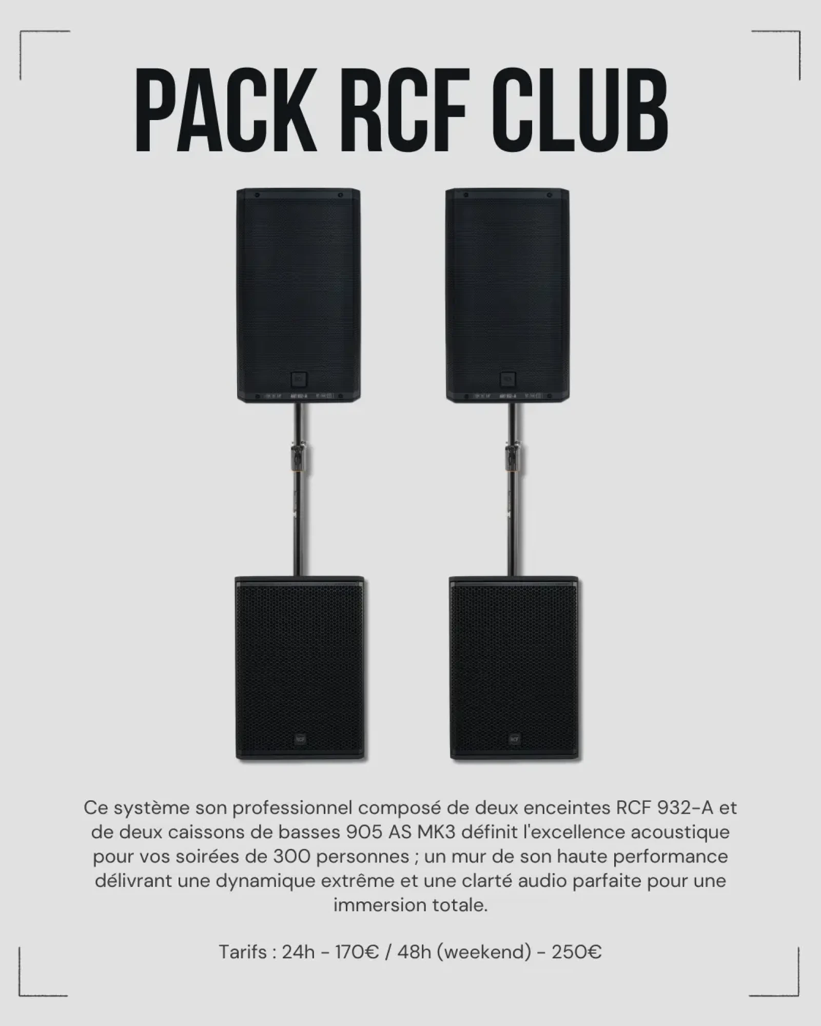 Location Pack RCF Club (2x RCF 932 + 2x Caissons 905 AS MK3) - Photo 1 sur 1