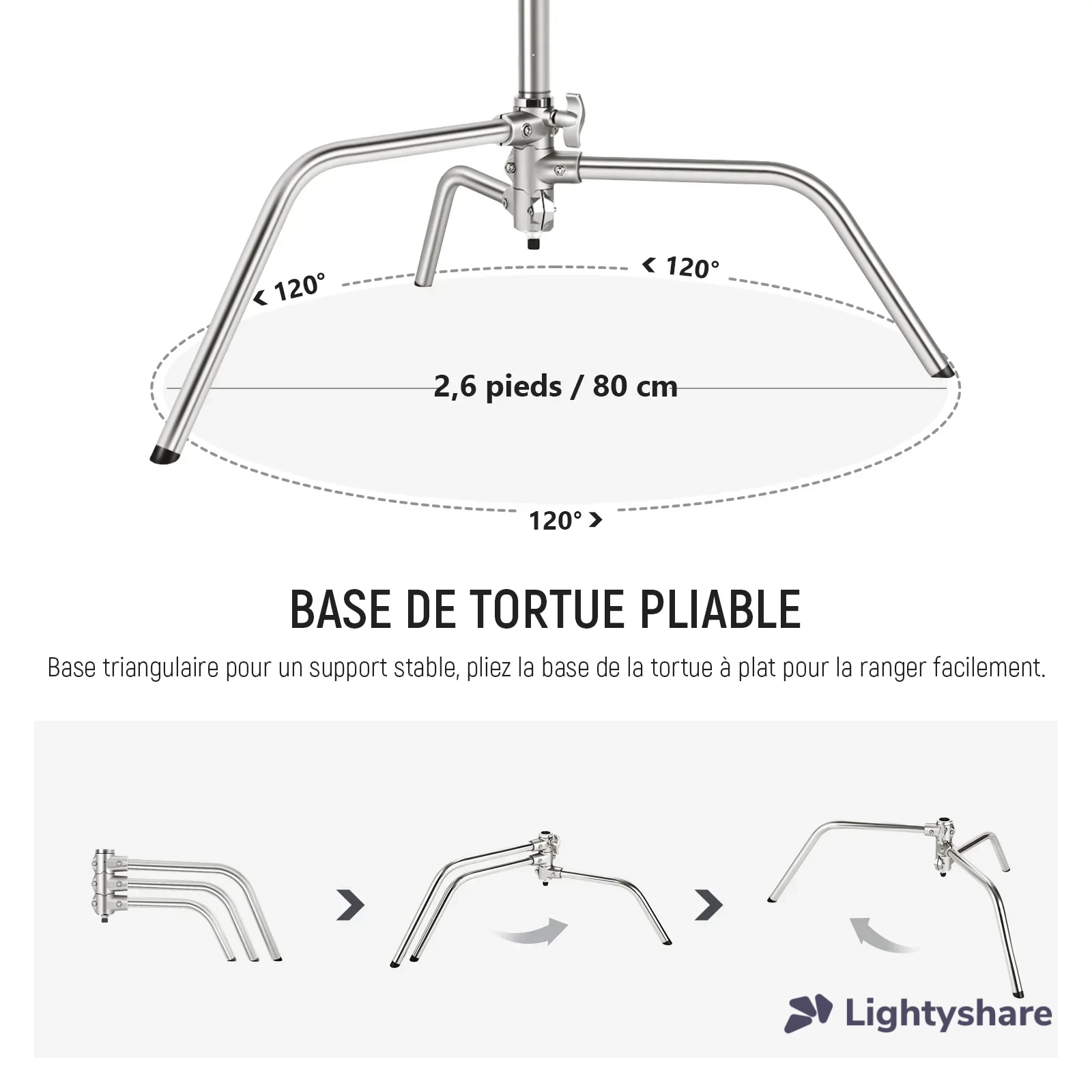 Neewer NEEWER 320cm Pro 100% Stainless Steel Heavy Duty C Stand with Boom Arm - Photo 2 sur 2