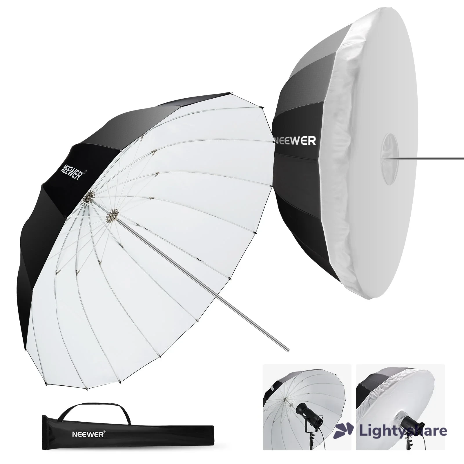 Neewer NS1U parapluie parabolique 104 cm avec diffuseur