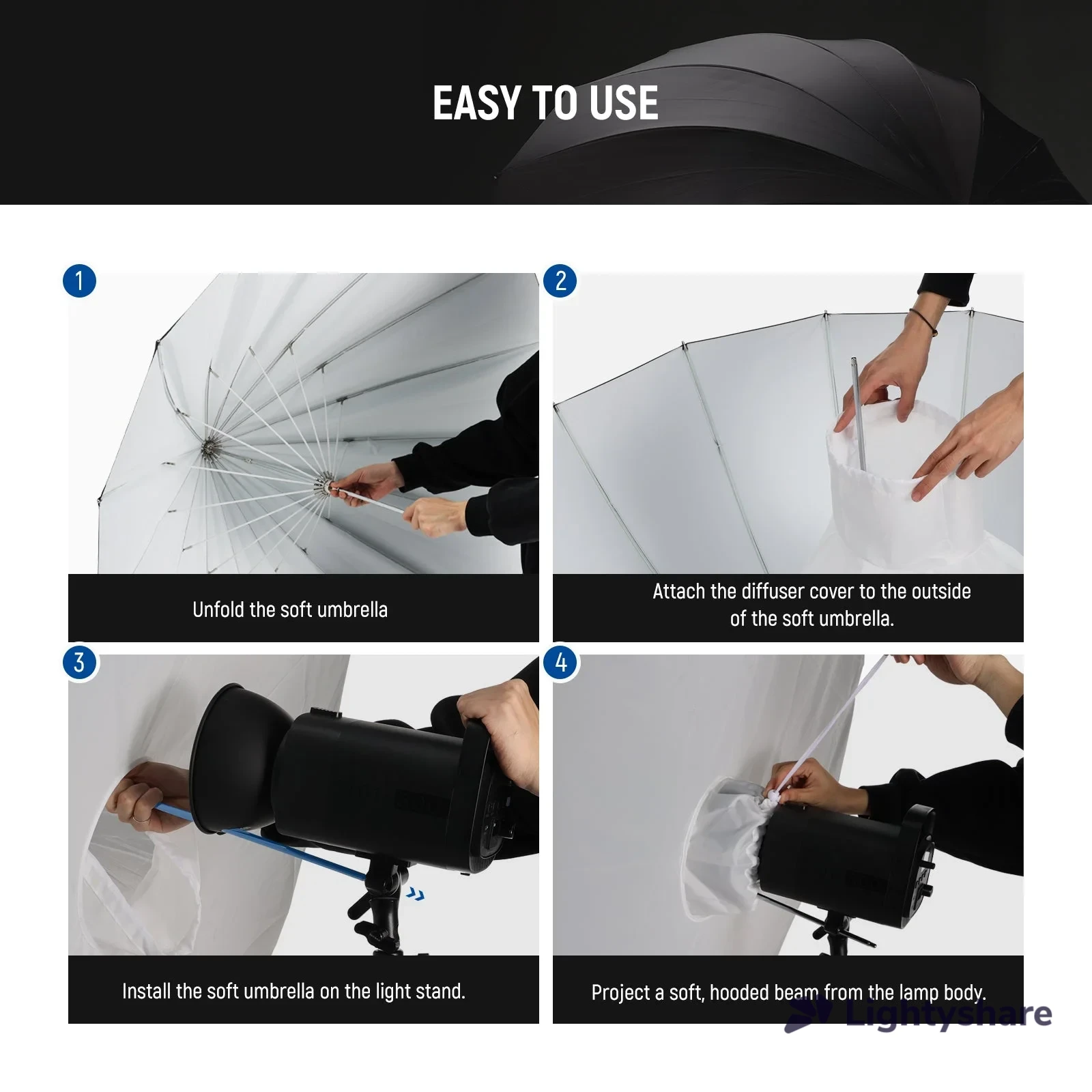 Neewer NS1U parapluie parabolique 104 cm avec diffuseur - Photo 2 sur 2