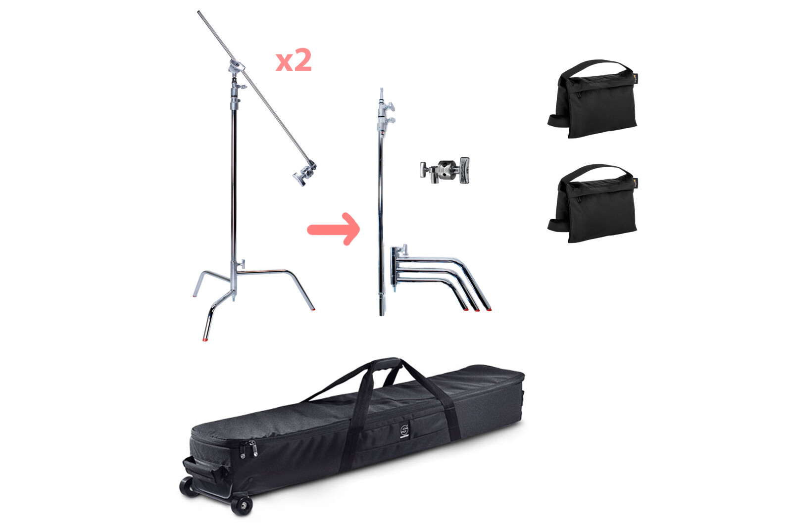 Aputure COB 300D Mark II + Barndoors, C-stand, Light Dome II OU Lantern OU FresnelX2 (#Custom pack) - Photo 5 sur 5