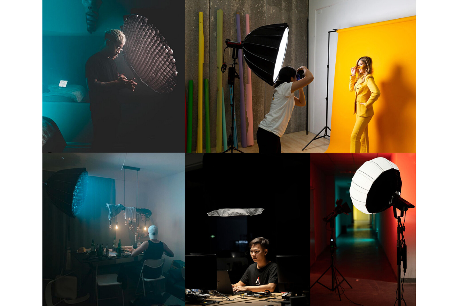 Aputure COB 300D Mark II (X2) + Barndoors (X2) + Light Dome II + Lantern + Fresnel X2 (#Super pack) - Photo 4 sur 5