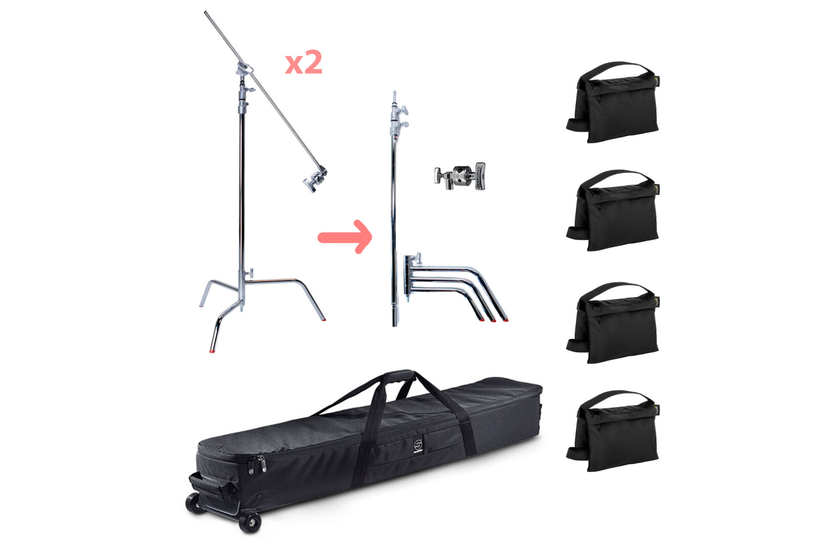 Aputure COB 300D Mark II (X2) + Light Dome II + Lantern + Fresnel X2 + C-Stands... (#Mega pack)  - Photo 3 sur 5