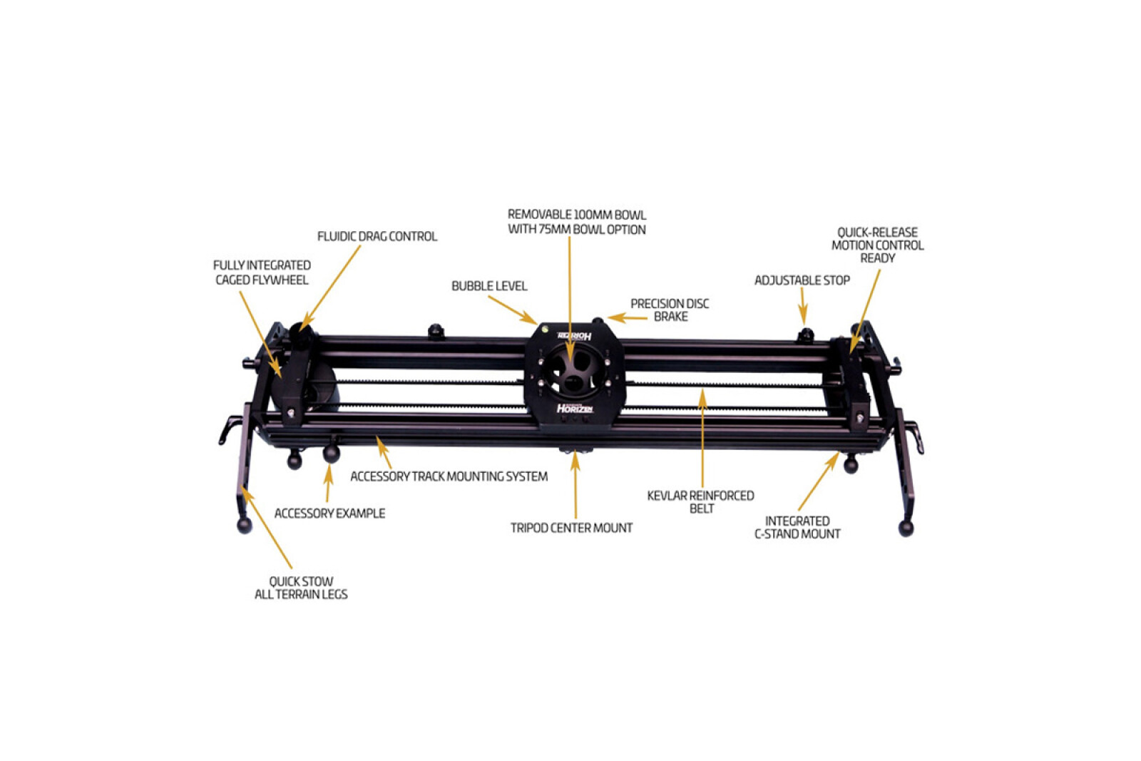 Slider CINEVATE Horizen 4 ft (122 cm) - 100 mm Bowl = Pour caméra ARRI, RED, Sony, Canon... - Photo 2 sur 5