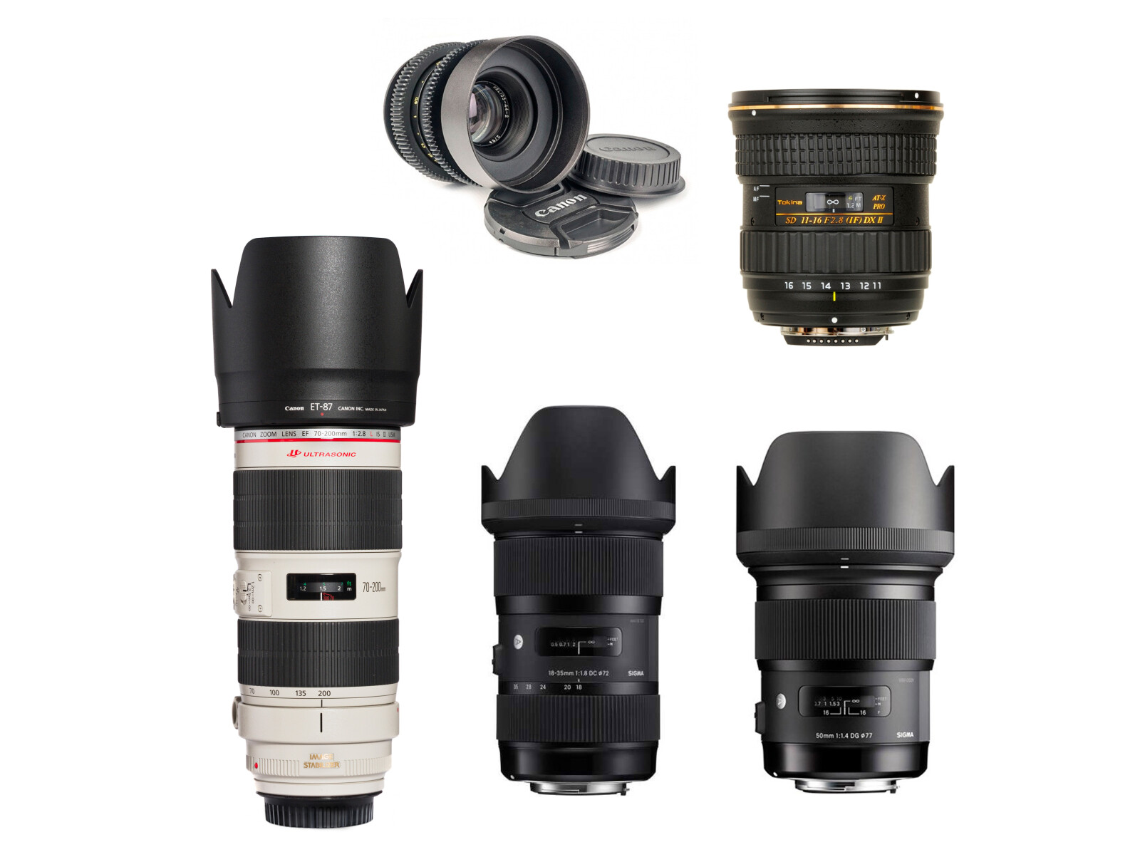 Objectifs photos Sigma - Canon - Tokina - Helios - Monture EF (#MEGA pack X5) - Photo 1 sur 3