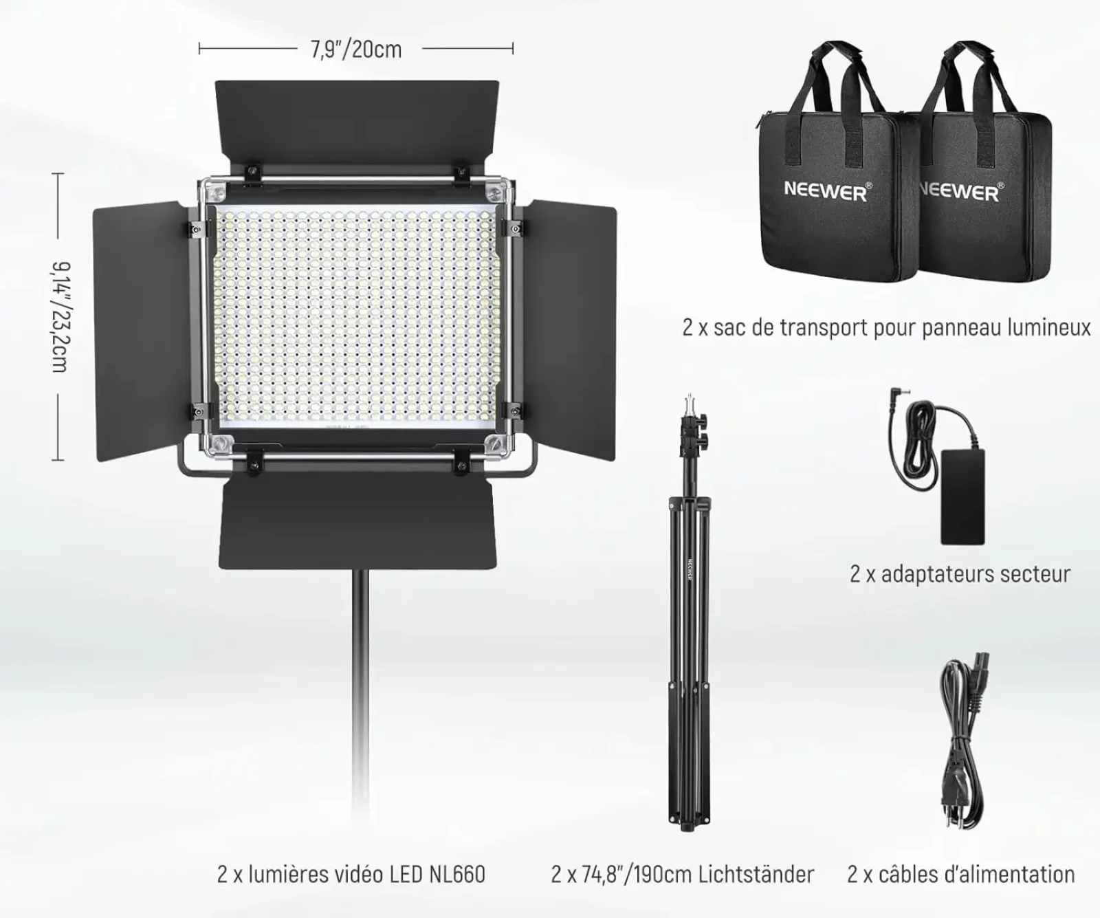 Neewer Panneau LED Bi-color 1320 pcs - Photo 1 sur 3