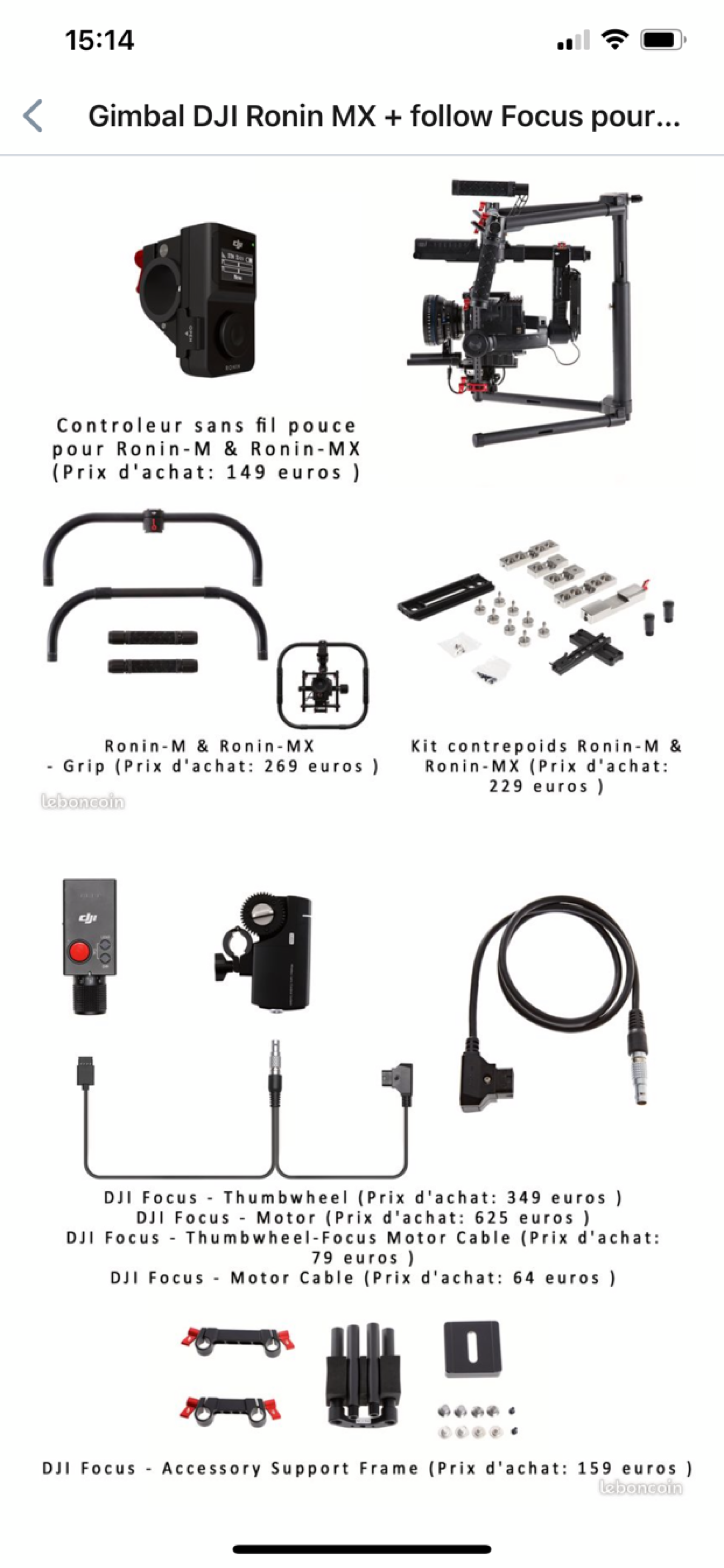 Ronin MX + focus motorisé + commandes aux pouces + GRIP... - Photo 1 sur 1